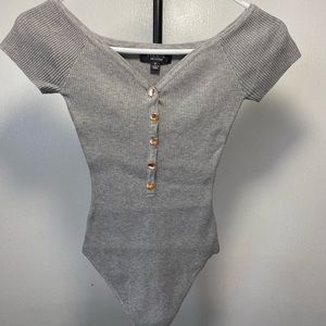 Grey Ribbed Bodysuit